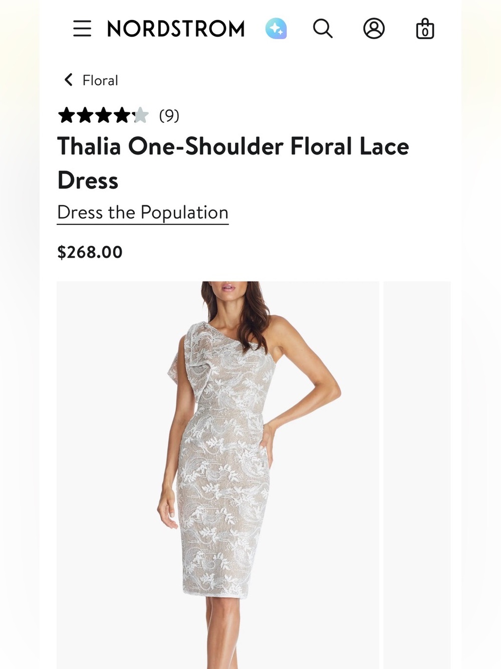 DRESS THE POPULATION Thalia One-Shoulder Floral Lace Dress